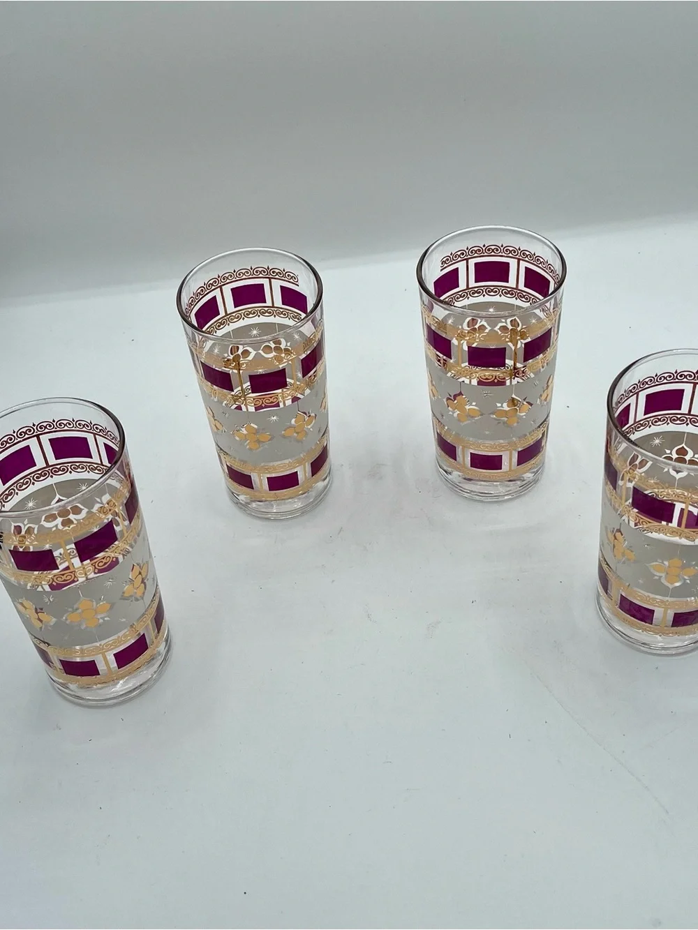 mid century Anchor Hocking Elegance Highball Tumblr Glasses Gold Atomic Set Of 4